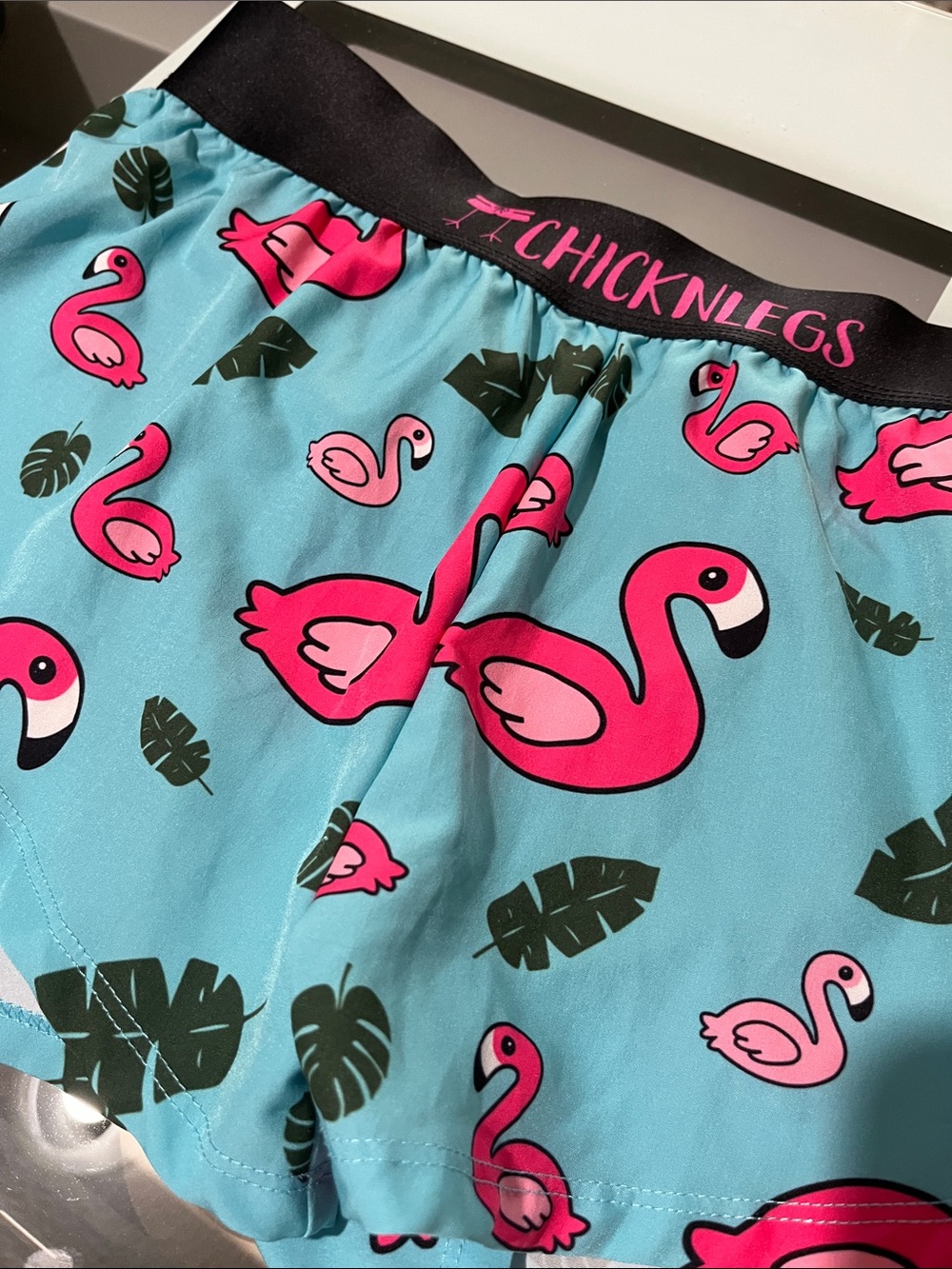 CHICKNLEGS Women’s Blue flamingo 1.5 split shorts